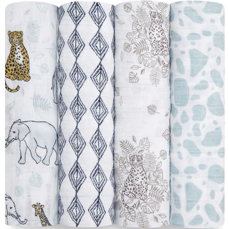 Lot de 4 maxi langes en coton Jungle (120 x 120 cm) aden + anais