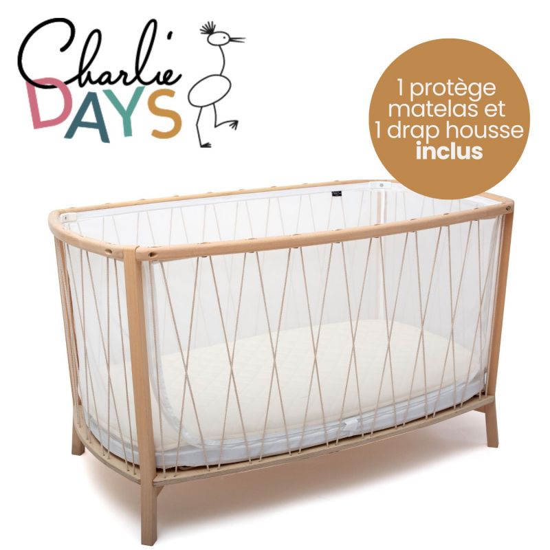 Pack lit Kimi Mousse Desert + 1 protège matelas + 1 drap housse White Charlie Crane Produit 1