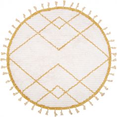 Tapis lavable rond Côme écru et mangue (120 cm) - Nattiot