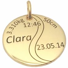 Médaille de naissance balle de tennis personnalisable (or jaune 750°)  par Alomi