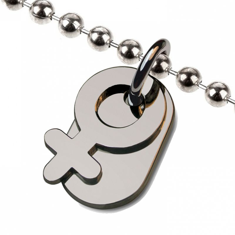 Collier sur chaîne boule symbole fille (argent 925°) Mikado
