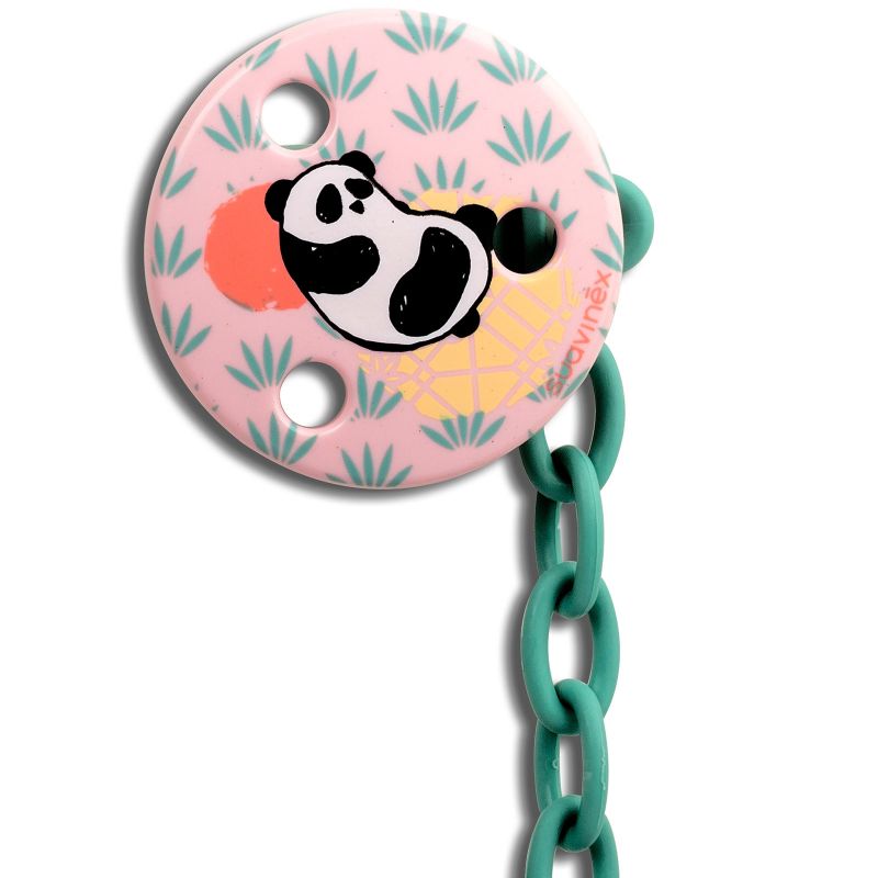 Attache sucette ronde Panda rose Suavinex