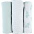 Lot de 3 langes en mousseline de coton Eléphant menthe (70 x 70 cm) - Noukie's Lot de 3 langes en mousseline de coton Eléphant menthe (70 x 70 cm) - Noukie's