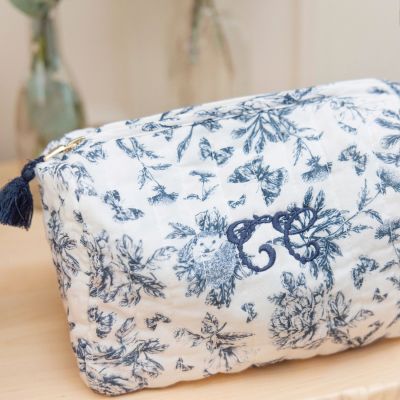 Trousse de toilette Toile de Jouy bleu