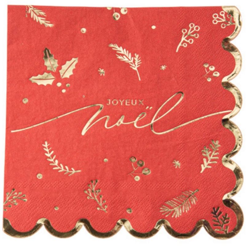 Lot de 16 serviettes Holly Christmas Arty Fêtes Factory