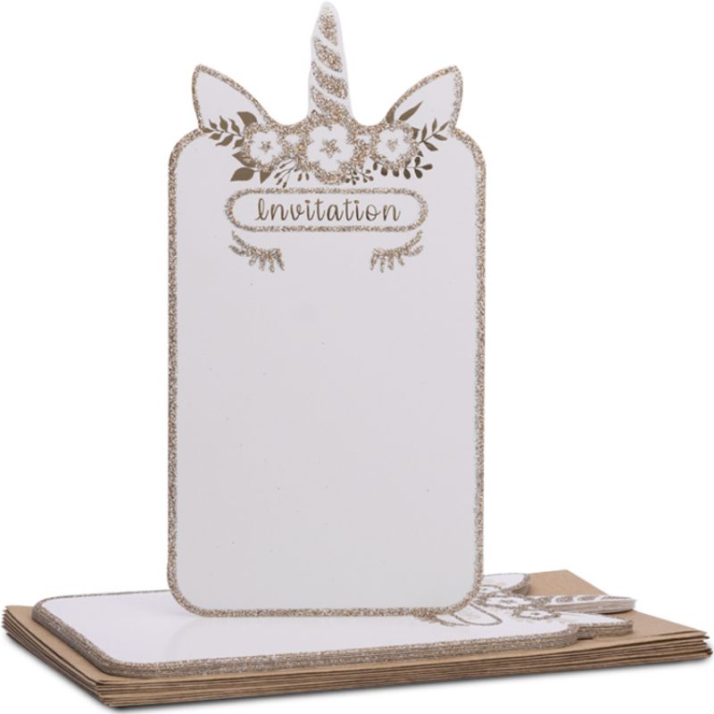 Lot de 8 cartes d'invitation Licorne Arty Fêtes Factory