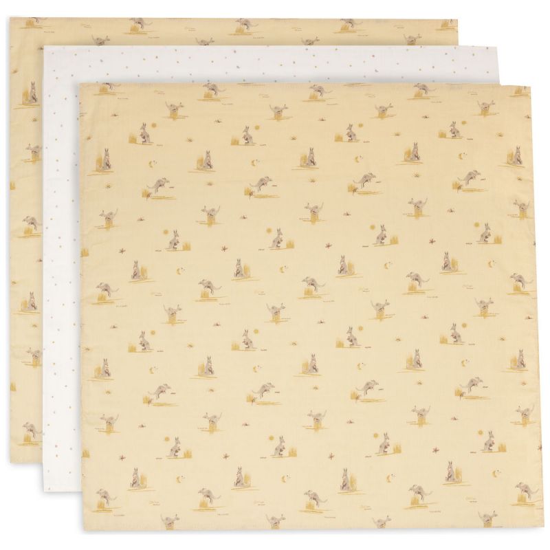 Lot de 3 langes en gaze de coton Kangaroots (70 x 70 cm) Jollein Produit 1