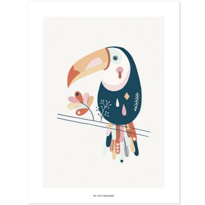 Affiche toucan Paradisio pastel (30 x 40 cm)  par Lilipinso