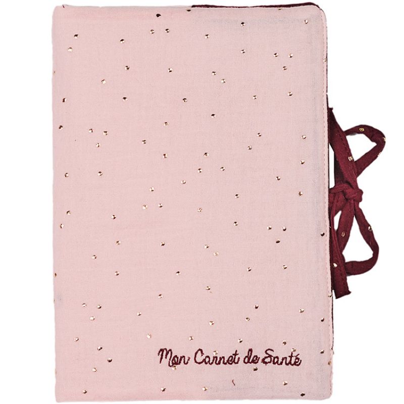 Protège carnet de santé rose à pois dorés BB & Co