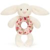 Hochet Lapin en fleurs Crème (18 cm) - Jellycat