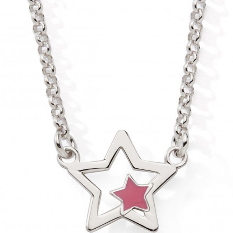 Collier Etoile rose 42 + 2 cm (argent) Baby bijoux