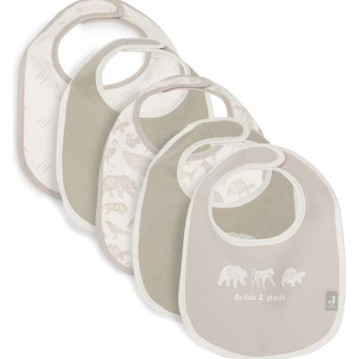 Lot de 5 bavoirs imperméables Animals Nougat  par Jollein