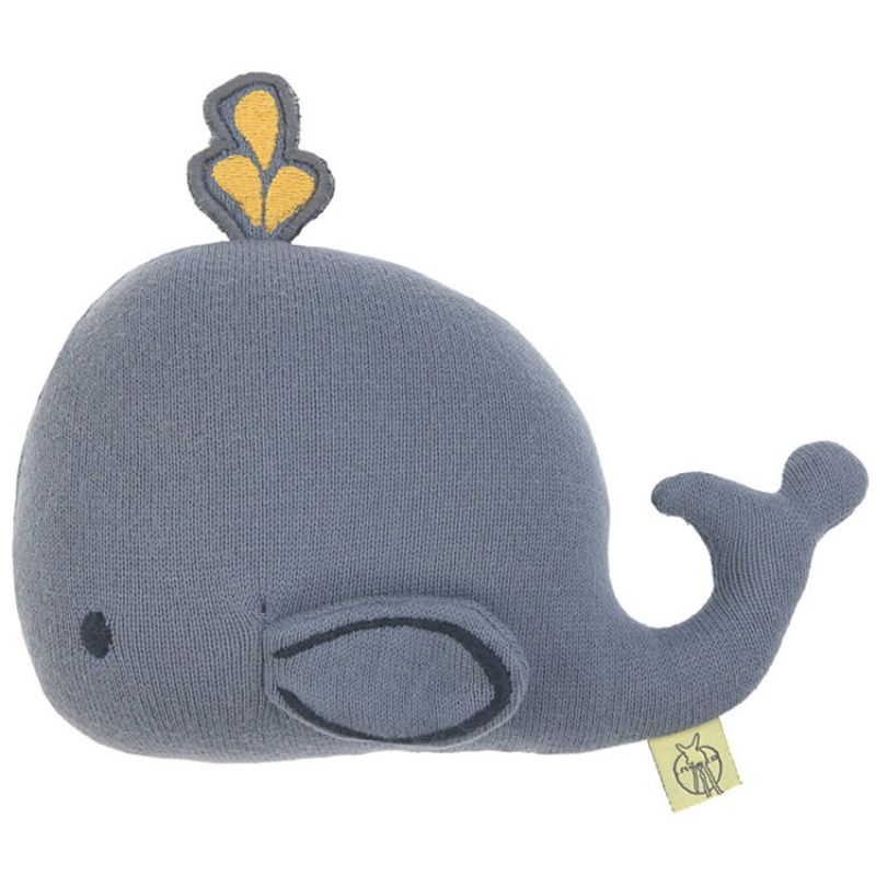 Hochet tricoté baleine bleu gris Little Water (22 cm) Lässig