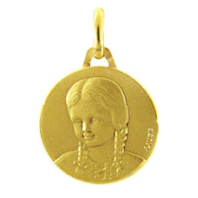 Médaille Petite Fille aux nattes (or jaune) Maison Augis
