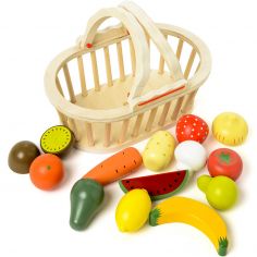 Panier de 13 fruits et légumes en bois