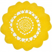 Tapis coton fleur jaune Secret garden by Susan Driscoll (diamètre 80 cm)  par Lilipinso