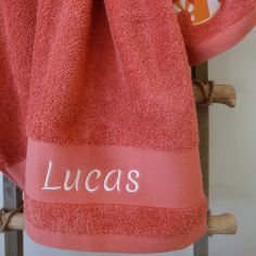 Serviette de bain panda roux terracotta personnalisable (70 x 140 cm)
