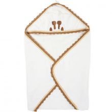 Cape de bain + gant Jersey crochet écru (80 x 80 cm)  par Childhome