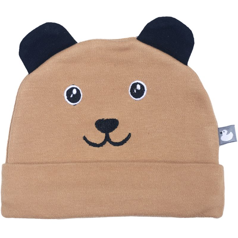 Bonnet de naissance en coton Petit ourson camel BB & Co