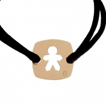 Bracelet cordon plaque ajourée petit garçon 20 mm (or jaune 750°)  par Loupidou