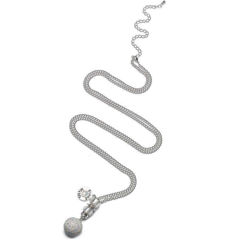 Bola sur chaîne argent Deluxe boule strass opale (argent, plaqué argent) Proud MaMa