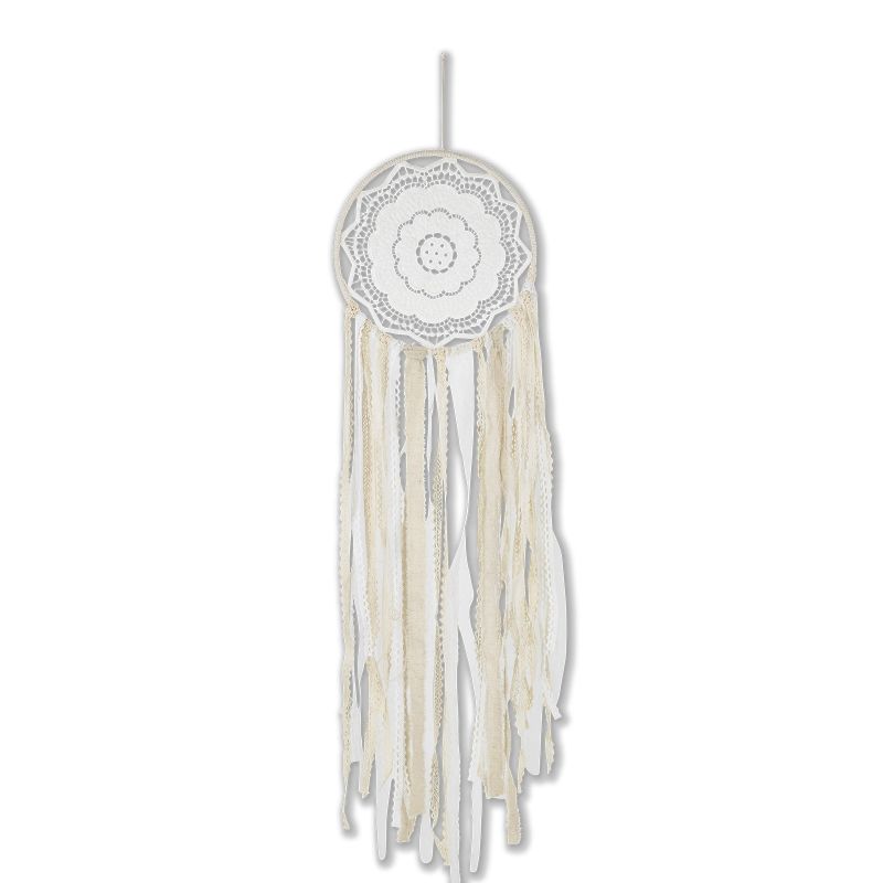 Attrape-rêves en macramé, dentelle et lin ivoire (99 cm) Arty Fêtes Factory