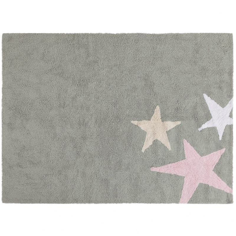 Tapis lavable Trois étoiles gris et rose (120 x 160 cm) Lorena Canals