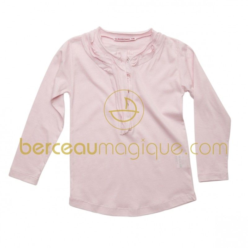 T-shirt manches longues à volants Sarah rose 