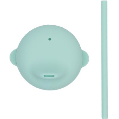 Bec anti-fuite + mini paille pour gobelet en silicone vert menthe