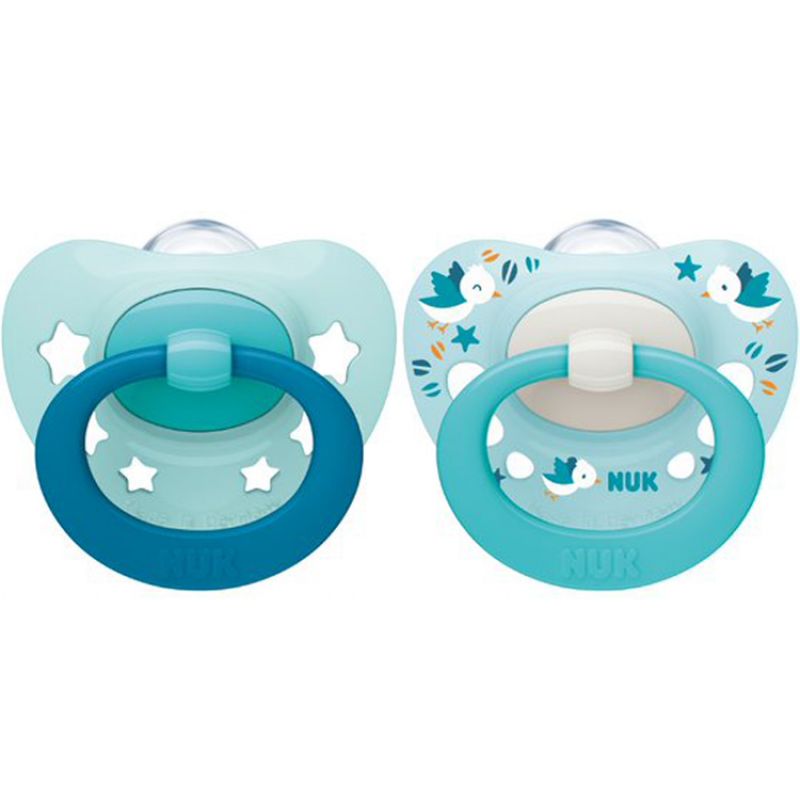 Lot de 2 sucettes physiologiques bleues (0-6 mois) NUK
