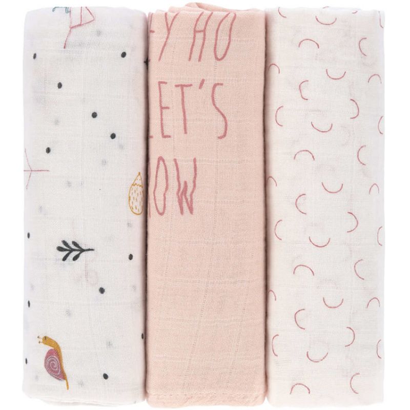 Lot de 3 langes en bambou rose Garden Explorer (80 x 80 cm) Lässig