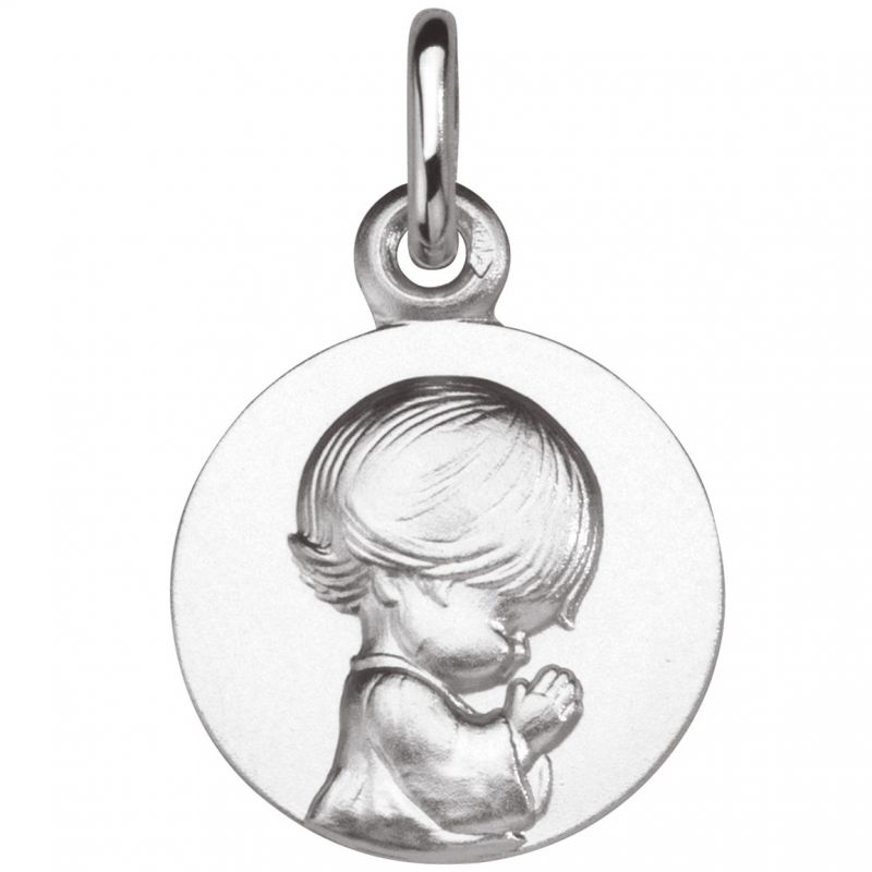 Médaille Ange agenouillé Les Loupiots 14 mm (or blanc 750°) Maison Augis