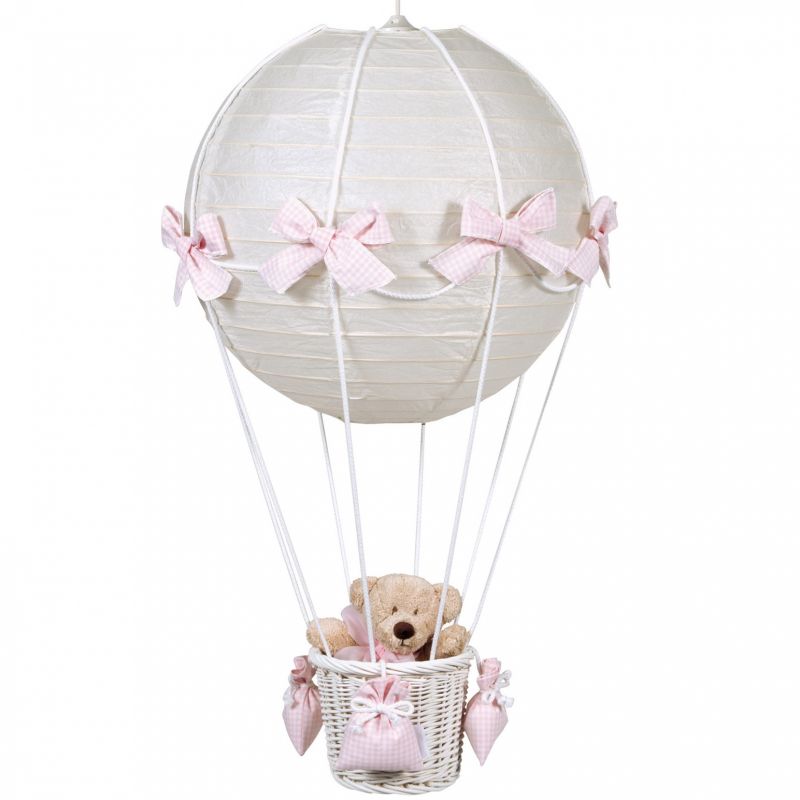 Lampe montgolfière vichy rose Pasito a pasito