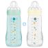 Lot de 2 biberons Easy Active 2ème âge Ice - Tétine débit X (330ml) - MAM