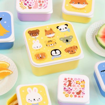 Lot de 4 boîtes à goûter Amis des animaux