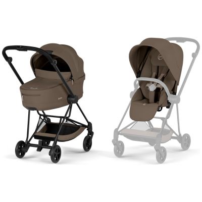 Duo MIOS 2026 Poussette citadine avec nacelle pliable et Châssis Matt Black Coconut Brown