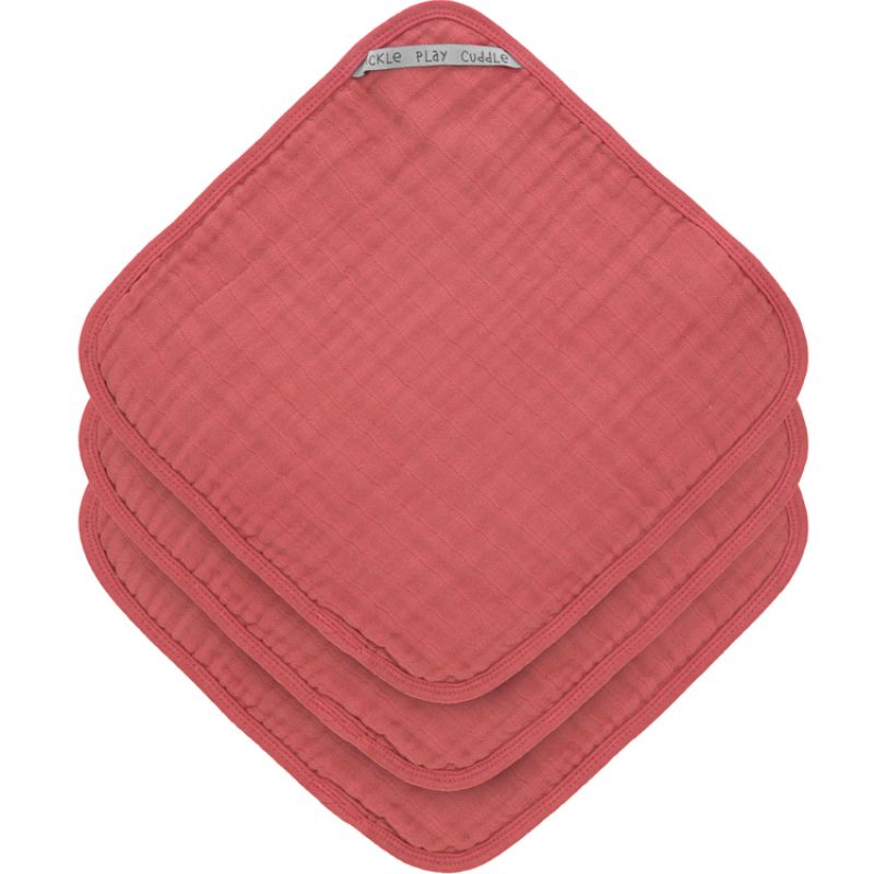 Lot de 3 débarbouillettes en mousseline de coton bois de rose (30 x 30 cm) Lässig