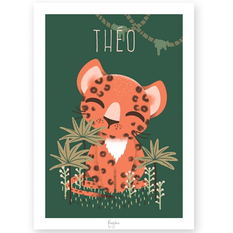 Affiche A3 Les Animignons le léopard (personnalisable) Kanzilue