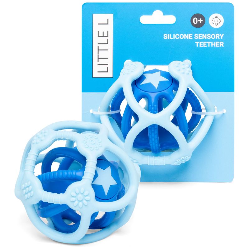 Lot de 2 balles sensorielles en silicone Bleu Little L Packaging 3