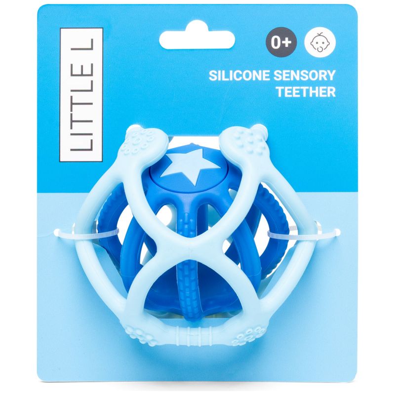 Lot de 2 balles sensorielles en silicone Bleu Little L Packaging 4