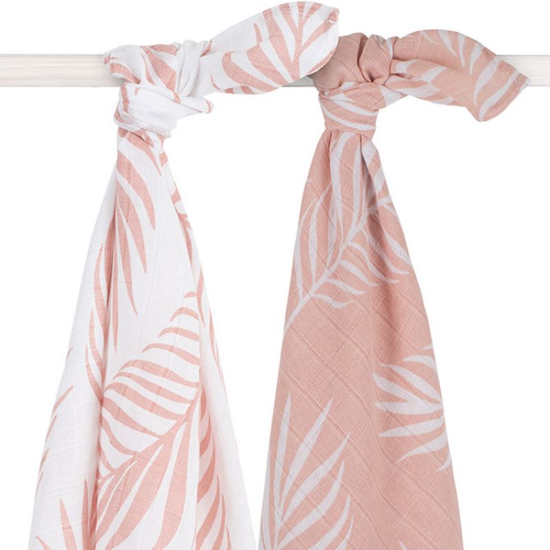 Lot de 2 langes Nature rose pâle (115 x 115 cm) Jollein