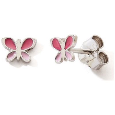 Boucles d'oreilles Papillon Rose-Fushia (argent 925)