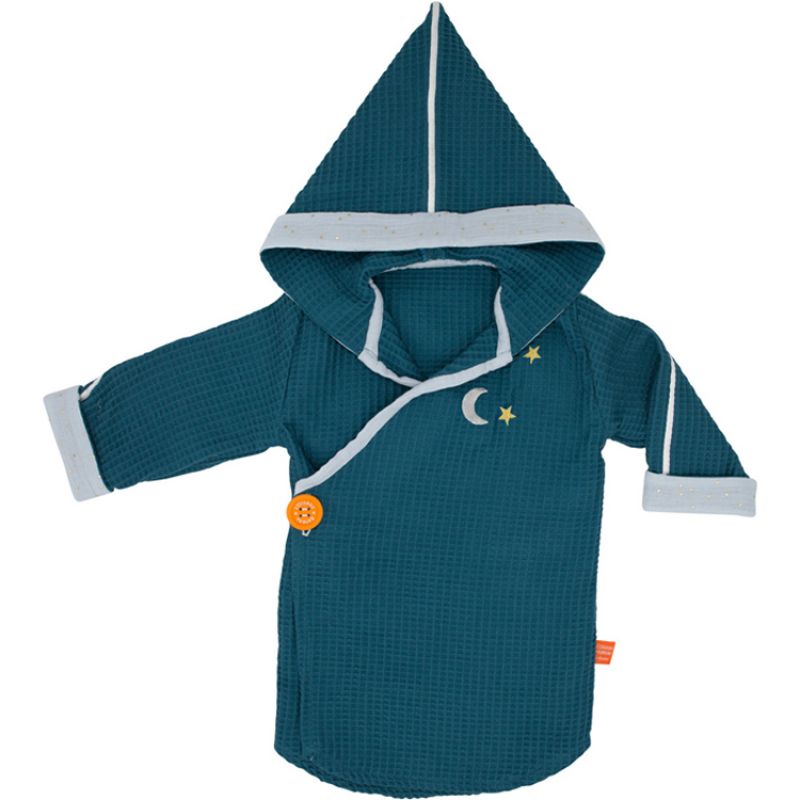Peignoir kimono en nid d'abeille Pétrole personnalisable (2-4 ans) L'oiseau bateau