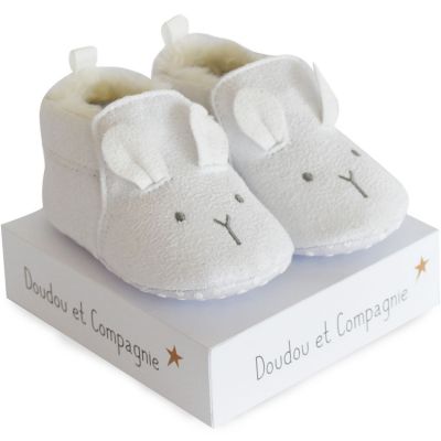 Chaussons lapin blanc (0-6 mois) - Reconditionné  par Doudou et Compagnie