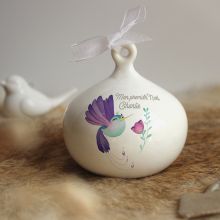 Boule de Noël en porcelaine Colibri (personnalisable)  par Gaëlle Duval