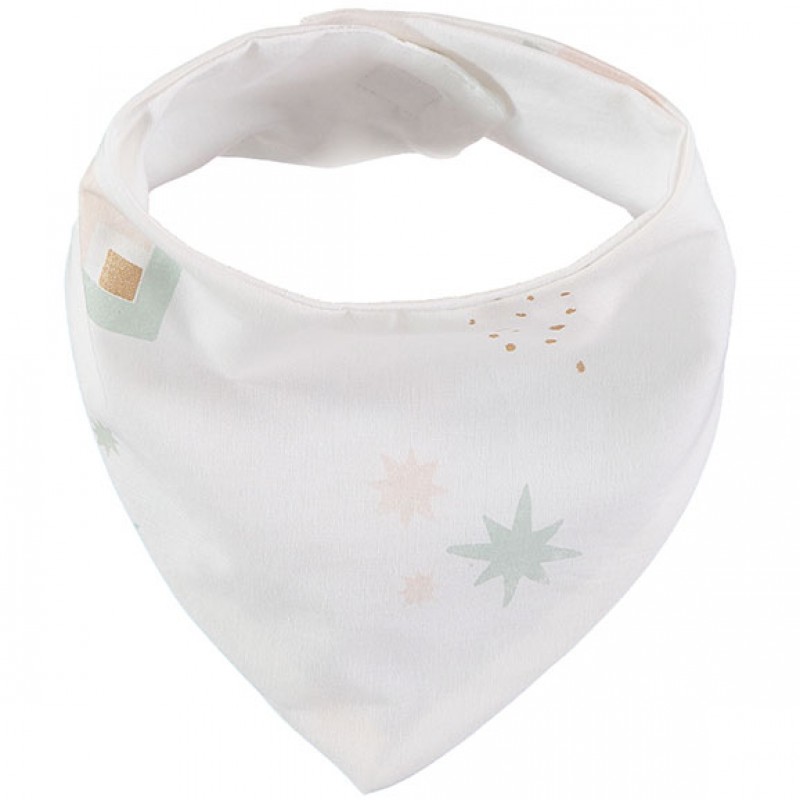 Bavoir bandana Lucky coton bio Aqua eclipse White Nobodinoz
