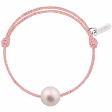 Bracelet enfant Baby Pearly cordon rose poudré perle blanche 7mm (or blanc 750°)  par Claverin