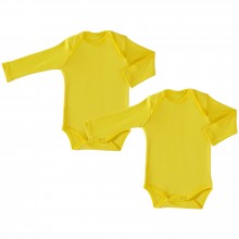 Lot de 2 bodies manches longues coton bio Jersey Coeurs jaune citron (6 mois : 67 cm)  par P'tit Basile
