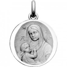Médaille Vierge Catacombes (or blanc 750°)  par Becker