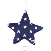 Coussin musical étoile Star bleu marine et blanc (30 cm)  par Baby's Only
